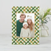 Goudgroene foto Plaid Christmas Kaart (Staand voorkant)