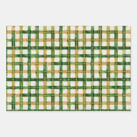 Goudgroene geplakte kerst inpakpapier vel (Voorkant)