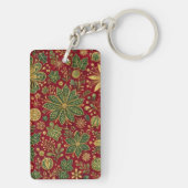 Goudgroene hulst Kerst botanisch vintage Sleutelhanger (achterkant)