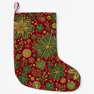 Goudgroene hulst kerst botanische vintage kleine kerstsok