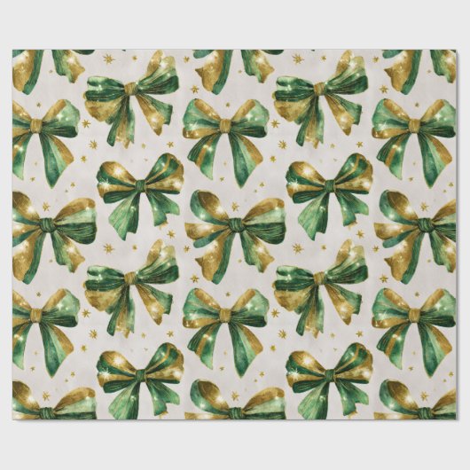 Goudgroene kerstbogen  cadeaupapier (Vlak)