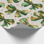 Goudgroene kerstbogen cadeaupapier (Hoek)
