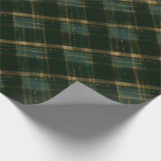 Goudgroene kerstplakken cadeaupapier (Hoek)