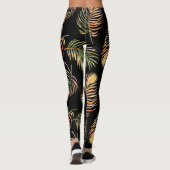 Goudgroene palmen: Waterverf naadloos patroon. Leggings (Achterkant)