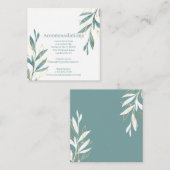 Goudgroene Waterverf Bloemen Huwelijksaccommodatie Informatiekaartje (Voorkant / Achterkant)
