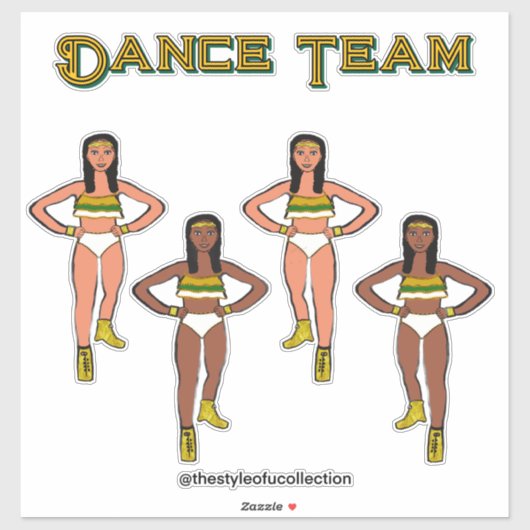 Goudgroene witte dansers sticker (Vel)