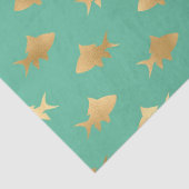 Goudhaaien op de loszijde van Turquoise of Aquamar Tissuepapier (Detail)