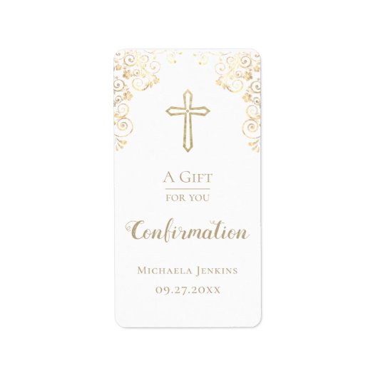 Goudhandbediende bevestiging etiket (Voorkant)