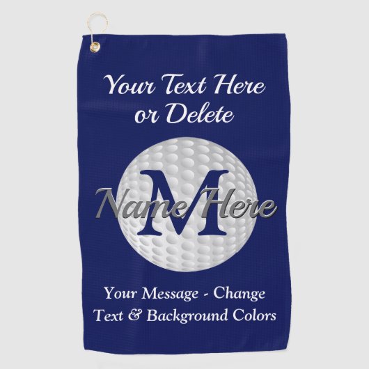 Goudhanddoeken, gepersonaliseerd en monogrammed golfhanddoek (Voorkant)