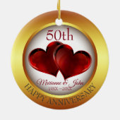 Goudharen en rode harten keramisch ornament (Achterkant)