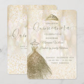 Goudharsen kleden bokeh tiara Quinceañera Kaart (Voorkant / Achterkant)
