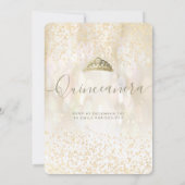 Goudharsen kleden bokeh tiara Quinceañera Kaart (Achterkant)
