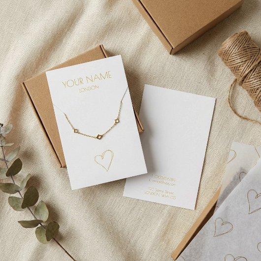 Goudhart ketting of armbandenkaart visitekaartje