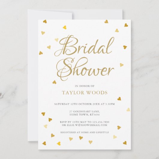 Goudharten confetti vrijgezellenfeest kaart (Voorkant)