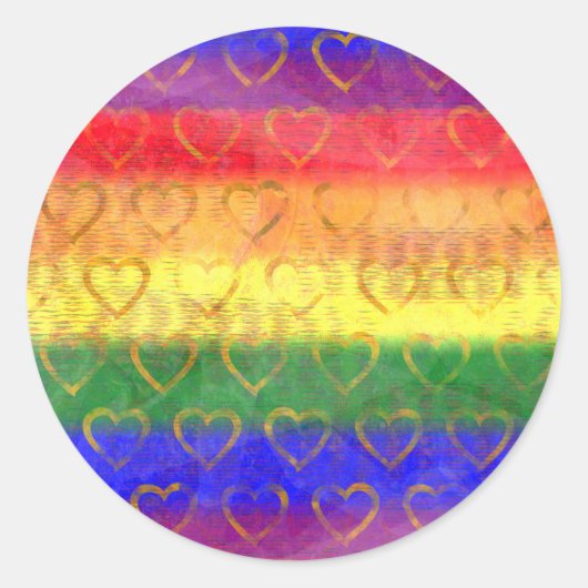 Goudharten, heldere regenboogkleuren, gekleurde vl ronde sticker (Voorkant)