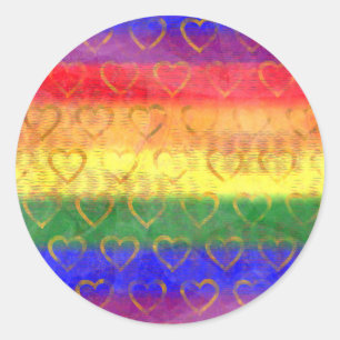 Goudharten, heldere regenboogkleuren, gekleurde vl ronde sticker