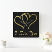 Goudharten houden van jou vierkante klok (Huis)