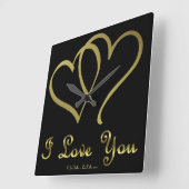 Goudharten houden van jou vierkante klok (Hoek)