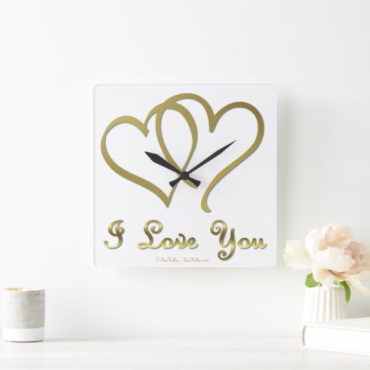 Goudharten houden van jou vierkante klok (Huis)