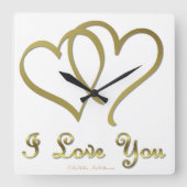 Goudharten houden van jou vierkante klok (Voorkant)