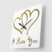 Goudharten houden van jou vierkante klok (Hoek)