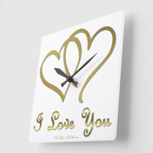 Goudharten houden van jou vierkante klok (Hoek)