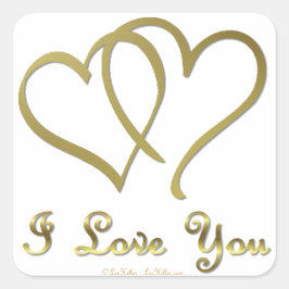 Goudharten houden van jou vierkante sticker