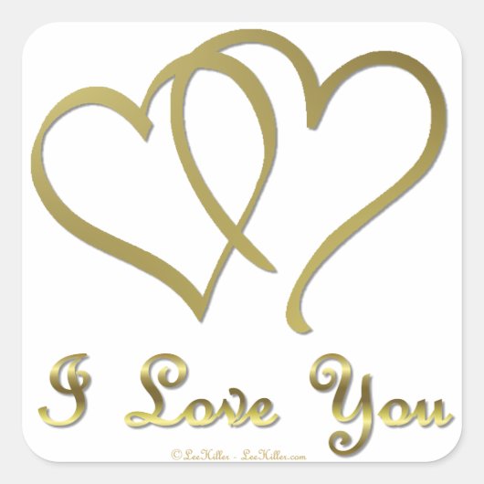 Goudharten houden van jou vierkante sticker (Voorkant)