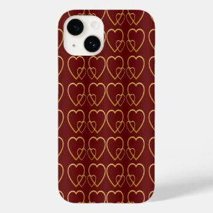 Goudharten op maroon Case-Mate iPhone 14 hoesje