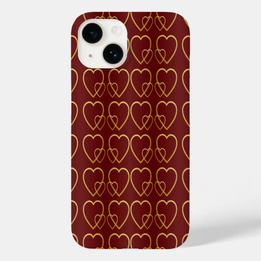 Goudharten op maroon Case-Mate iPhone case (Achterkant)