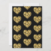 Goudharten trouwuitnodigingen zwarte achtergrond kaart (Achterkant)