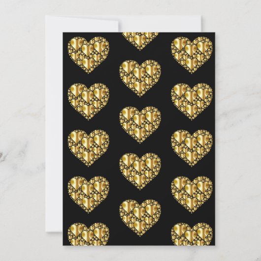 Goudharten trouwuitnodigingen zwarte achtergrond kaart (Achterkant)
