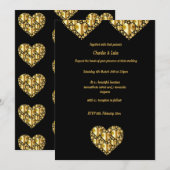 Goudharten trouwuitnodigingen zwarte achtergrond kaart (Voorkant / Achterkant)