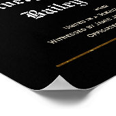 Goudharten, witte tekst, zwarte bruiloft poster (Hoek)