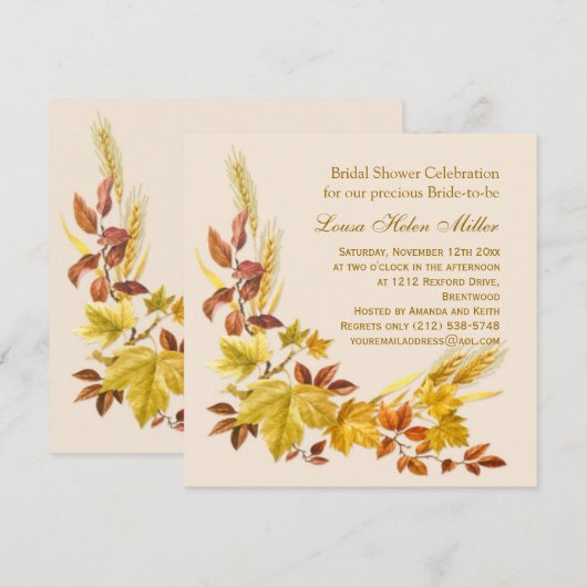 Goudherfst laat Bridal Shower Uitnodiging (Voorkant / Achterkant)