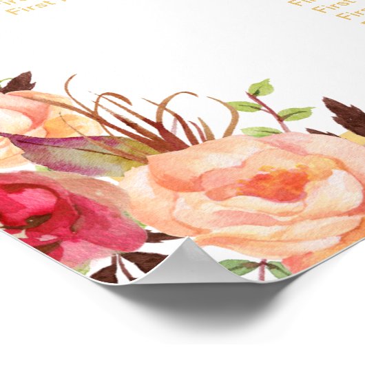 Goudherfstbloemen - Dall Wedding Seding Chart Poster (Hoek)