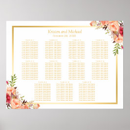 Goudherfstbloemen - Dall Wedding Seding Chart Poster