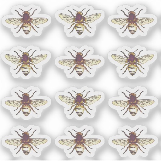 goudhoningbijen Waterdicht Etiket Sticker (Voorkant)