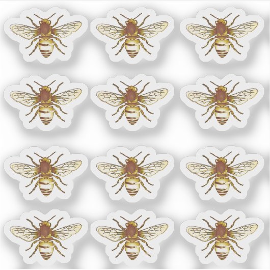 goudhoningbijen Waterdicht Etiket Sticker (Voorkant)