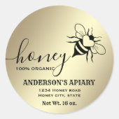 Goudhoningbijenkast honingpot ronde sticker (Voorkant)