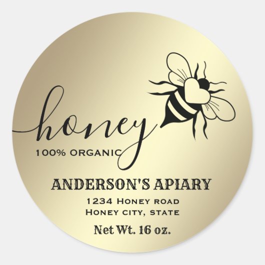 Goudhoningbijenkast honingpot ronde sticker (Voorkant)
