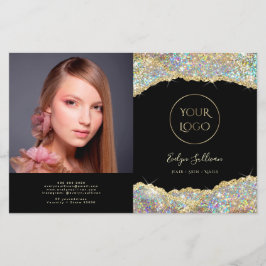 Goudhoudende tweeledige brochure glitter