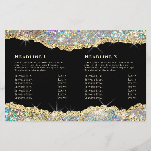 Goudhoudende tweeledige brochure glitter (Achterkant)