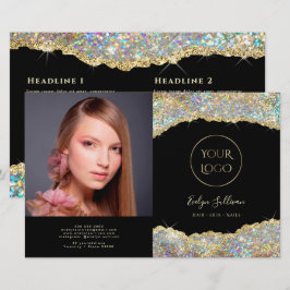 Goudhoudende tweeledige brochure glitter