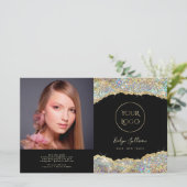 Goudhoudende tweeledige brochure glitter (Staand voorkant)