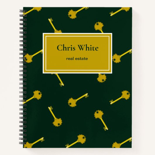 Goudhuissleutels donkergroen notitieboek (Voorkant)