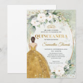 Goudjurk gouden tiara's witte rozen groen kaart (Voorkant / Achterkant)