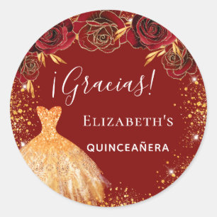 Goudjurk van Quinceanera Ronde Sticker