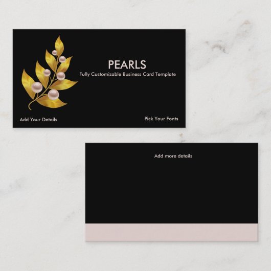 Goudjuwelen - Witte gecultiveerde parels Visitekaartje (Voorkant / Achterkant)
