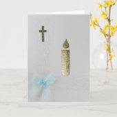 Goudkaars personaliseren, heilig kruis en blauwe b kaart (Gele Bloem)